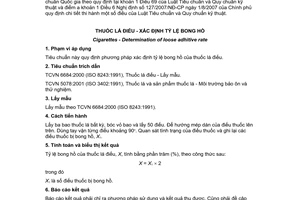 Tiêu chuẩn quốc gia TCVN 6672:2000 về Thuốc lá điếu - Xác định tỷ lệ bong hồ