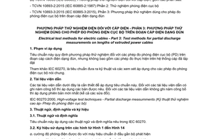 Tiêu chuẩn quốc gia TCVN 10893-3:2015 (IEC 60885-3:2015) về Phương pháp thử nghiệm điện đối với cáp điện - Phần 3: Phương pháp thử nghiệm dùng cho phép đo phóng điện cục bộ trên đoạn cáp điện dạng đùn