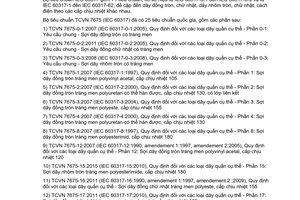 Tiêu chuẩn quốc gia TCVN 7675-58:2015 (IEC 60317-58:2010) về Quy định đối với các loại dây quấn cụ thể - Phần 58: Sợi dây đồng chữ nhật tráng men polyamide-imide, cấp chịu nhiệt 220