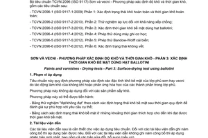 Tiêu chuẩn quốc gia TCVN 2096-3:2015 (ISO 9117-3:2010) về Sơn và vecni - Phương pháp xác định độ khô và thời gian khô - Phần 3: Xác định thời gian khô bề mặt dùng hạt ballotini