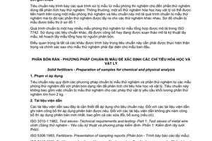 Tiêu chuẩn quốc gia TCVN 10683:2015 (ISO 8358:1991) về Phân bón rắn - Phương pháp chuẩn bị mẫu để xác định các chỉ tiêu hóa học và vật lý