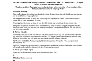 Tiêu chuẩn quốc gia TCVN 11208:2015 (ISO 3093:2009) về Lúa mì, lúa mì đen và bột của chúng, lúa mì cứng, tấm lõi lúa mì cứng - Xác định chỉ số rơi theo Hagberg- Perten