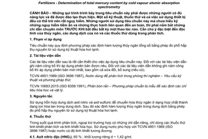 Tiêu chuẩn quốc gia TCVN 10676:2015 về Phân bón - Xác định hàm lượng thủy ngân tổng số bằng phương pháp phổ hấp thụ nguyên tử  - Kỹ thuật hóa hơi lạnh