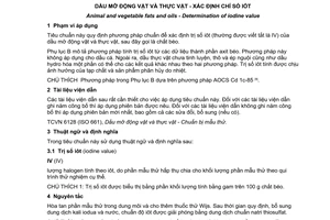 Tiêu chuẩn quốc gia TCVN 6122:2015 (ISO 3961:2013)  về Dầu mỡ động vật và thực vật - Xác định chỉ số iôt