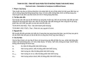 Tiêu chuẩn quốc gia TCVN 318:2015 (ISO 1170:2013) về Than và cốc - Tính kết quả phân tích trên những trạng thái khác nhau
