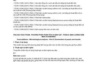 Tiêu chuẩn quốc gia TCVN 11039-8:2015 về Phụ gia thực phẩm - Phương pháp phân tích vi sinh vật - Phần 8: Định lượng nấm men và nấm mốc