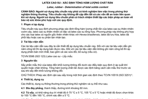 Tiêu chuẩn quốc gia TCVN 6315:2015 (ISO 124:2014) về Latex cao su – Xác định tổng hàm lượng chất rắn
