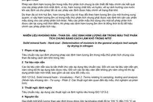 Tiêu chuẩn quốc gia TCVN 11152:2015 (ISO 11722:2013) về Nhiên liệu khoáng rắn – Than đá – Xác định hàm lượng ẩm trong mẫu thử phân tích chung bằng cách làm khô trong nitơ