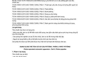 Tiêu chuẩn quốc gia TCVN 10505-2:2015 (ISO 8655-2:2002) về Dụng cụ đo thể tích có cơ cấu pittông - Phần 2: Pipet Pittông