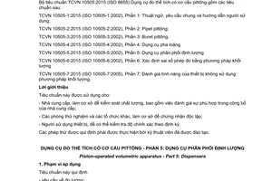 Tiêu chuẩn quốc gia TCVN 10505-5:2015 (ISO 8655-5-2002) về Dụng cụ đo thể tích có cơ cấu pittông - Phần 5: Dụng cụ phân phối định lượng