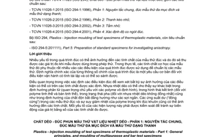 Tiêu chuẩn quốc gia TCVN 11026-1:2015 (ISO 294-1:1996) về Chất dẻo - Đúc phun mẫu thử vật liệu nhiệt dẻo - Phần 1: Nguyên tắc chung, đúc mẫu thử đa mục đích và mẫu thử dạng thanh