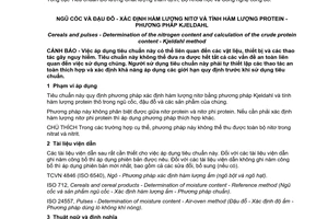 Tiêu chuẩn quốc gia TCVN 8125:2015 (ISO 20483:2013) về Ngũ cốc và đậu đỗ - Xác định hàm lượng nitơ và tính hàm lượng protein thô – Phương pháp Kjeldahl