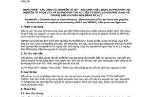 Tiêu chuẩn quốc gia TCVN 10913:2015 (EN 15764:2009) về Thực phẩm - Xác định các nguyên tố vết - Xác định thiếc bằng đo phổ hấp thụ nguyên tử ngọn lửa và đo phổ hấp thụ nguyên tử dùng lò graphit (FAAS và GFAAS) sau khi phân hủy bằng áp lực