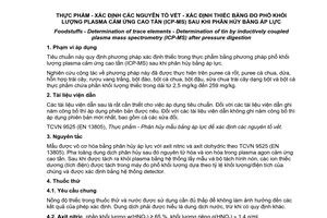 Tiêu chuẩn quốc gia TCVN 10914:2015 (EN 15765:2009) về Thực phẩm - Xác định các nguyên tố vết - Xác định thiếc bằng đo phổ khối lượng plasma cảm ứng cao tần (ICP-MS) sau khi phân hủy bằng áp lực
