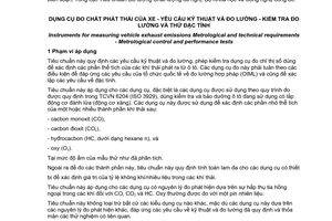 Tiêu chuẩn quốc gia TCVN 6208:2014 (ISO 3930:2009) về Dụng cụ đo chất phát thải của xe - Yêu cầu kỹ thuật và đo lường - Kiểm tra đo lường và thử đặc tính