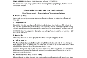 Tiêu chuẩn quốc gia TCVN 5692:2014 (ISO 9424:2003) về Ván gỗ nhân tạo - Xác định kích thước mẫu thử