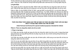 Tiêu chuẩn quốc gia TCVN 7108:2014 về Thức ăn theo công thức dành cho trẻ sơ sinh và thức ăn theo công thức với các mục đích y tế đặc biệt dành cho trẻ sơ sinh