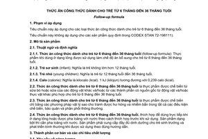 Tiêu chuẩn quốc gia TCVN 7403:2014 về Thức ăn công thức dành cho trẻ từ 6 tháng đến 36 tháng tuổi