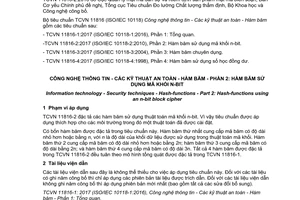 Tiêu chuẩn quốc gia TCVN 11816-2:2017 (ISO/IEC 10118-2:2010) về Công nghệ thông tin - Các kỹ thuật an toàn - Hàm băm - Phần 2: Hàm băm sử dụng mã khối N-bit