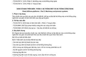 Tiêu chuẩn quốc gia TCVN 6767-3:2016 về Giàn cố định trên biển - Phần 3: Hệ thống máy và hệ thống công nghệ