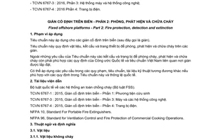 Tiêu chuẩn quốc gia TCVN 6767-2:2016 về Giàn cố định trên biển - Phần 2: Phòng phát hiện và chữa cháy