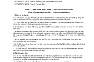 Tiêu chuẩn quốc gia TCVN 6767-1:2016 về Giàn cố định trên biển - Phần 1: Phương tiện cứu sinh