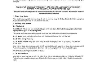 Tiêu chuẩn quốc gia TCVN 7967:2016 (ISO 5379:2013) về Tinh bột và sản phẩm từ tinh bột - Xác định hàm lượng lưu huỳnh dioxit - Phương pháp đo axit và phương pháp đo độ đục