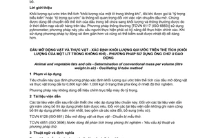 Tiêu chuẩn quốc gia TCVN 11515:2016 (ISO 18301:2014) về Dầu mỡ động vật và thực vật - Xác định khối lượng qui ước trên thể tích (khối lượng của một lít trong không khí) - Phương pháp sử dụng ống chữ U dao động