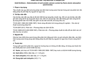 Tiêu chuẩn quốc gia TCVN 11405:2016 về Phân bón rắn - Xác định hàm lượng canxi hòa tan trong axit bằng phương pháp phổ hấp thụ nguyên tử ngọn lửa
