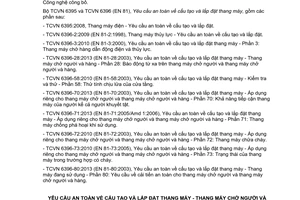 Tiêu chuẩn quốc gia TCVN 6396-82:2015 (EN 81-82:2013) về Yêu cầu an toàn về cấu tạo và lắp đặt thang máy - Thang máy chở người và hàng - Phần 82: Yêu cầu nâng cao khả năng tiếp cận thang máy chở người đang sử dụng bao gồm cả người khuyết tật