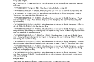 Tiêu chuẩn quốc gia TCVN 6396-21:2015 (EN 81-21:2009 sửa đổi 1:2012) về Yêu cầu an toàn về cấu tạo và lắp đặt thang máy - Thang máy chở người và hàng - Phần 21: Thang máy mới chở người, thang máy mới chở người và hàng trong các tòa nhà đang sử dụng