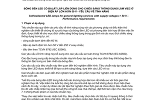 Tiêu chuẩn quốc gia TCVN 8783:2015 (IEC 62612:2013) về Bóng đèn LED có balát lắp liền dùng cho chiếu sáng thông dụng làm việc ở điện áp lớn hơn 50 V - Yêu cầu về tính năng