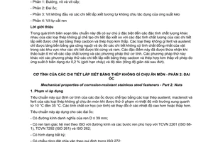 Tiêu chuẩn quốc gia TCVN 10865-2:2015 (ISO 3506-2:2009) về Cơ tính của các chi tiết lắp xiết bằng thép không gỉ chịu ăn mòn - Phần 2: Đai ốc