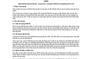 Tiêu chuẩn quốc gia TCVN 10989:2015 về Sản phẩm nông sản thực phẩm - Thiết kế tiêu chuẩn lấy mẫu từ lô hàng