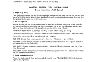 Tiêu chuẩn quốc gia TCVN 11074-1:2015 (ISO 9927-1:2013) về Cần trục - Kiểm tra - Phần 1: Quy định chung