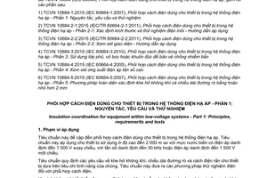 Tiêu chuẩn quốc gia TCVN 10884-1:2015 (IEC 60664-1:2007) về Phối hợp cách điện dùng cho thiết bị trong hệ thống điện hạ áp - Phần 1: Nguyên tắc, yêu cầu và thử nghiệm