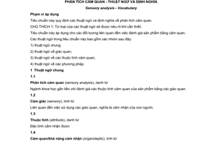 Tiêu chuẩn quốc gia TCVN 11182:2015 (ISO 5492:2008) về Phân tích cảm quan - Thuật ngữ và định nghĩa