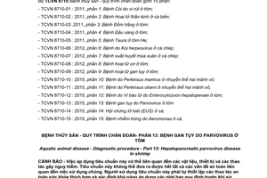 Tiêu chuẩn quốc gia TCVN 8710-13:2005 về Bệnh thủy sản - Quy trình chẩn đoán - Phần 13: Bệnh gan tụy do Parvovirus ở tôm
