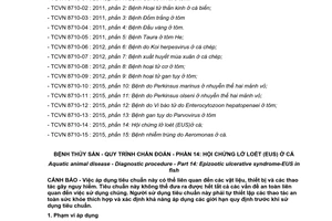 Tiêu chuẩn quốc gia TCVN 8710-14:2015 về Bệnh thủy sản - Quy trình chẩn đoán - Phần 14: Hội chứng lở loét (EUS) ở cá