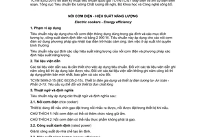 Tiêu chuẩn quốc gia TCVN 8252:2015 về Nồi cơm điện - Hiệu suất năng lượng