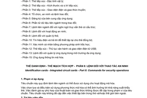 Tiêu chuẩn quốc gia TCVN 11167-8:2015 (ISO/IEC 7816-8:2004) về Thẻ định danh - Thẻ mạch tích hợp - Phần 8: Lệnh đối với thao tác an ninh