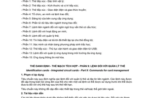 Tiêu chuẩn quốc gia TCVN 11167-9:2015 (ISO/IEC 7816-9:2004) về Thẻ định danh - Thẻ mạch tích hợp - Phần 9 : Lệnh đối với quản lý thẻ