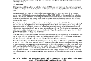 Tiêu chuẩn quốc gia TCVN ISO/TS 22003:2015 (ISO/TS 22003:2013) về Hệ thống quản lý an toàn thực phẩm - Yêu cầu đối với các tổ chức đánh giá, chứng nhận hệ thống quản lý an toàn thực phẩm