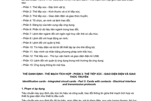 Tiêu chuẩn quốc gia TCVN 11167-3:2015 (ISO/IEC 7816-3:2006) về Thẻ định danh - Thẻ mạch tích hợp - Phần 3: Giao diện điện và giao thức truyền