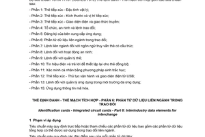 Tiêu chuẩn quốc gia TCVN 11167-6:2015 (ISO/IEC 7816-6:2004) về Thẻ định danh - Thẻ mạch tích hợp - Phần 4 : Phần dữ liệu chuyên ngành trong trao đổi