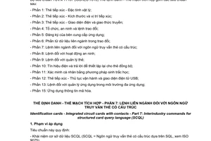 Tiêu chuẩn quốc gia TCVN 11167-7:2015 (ISO/IEC 7816-7:1999) về Thẻ định danh - Thẻ mạch tích hợp - Phần 7: Lệnh liên ngành đối với ngôn ngữ truy vấn thẻ có cấu trúc (SCQL)