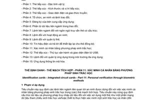 Tiêu chuẩn quốc gia TCVN 11167-11:2015 (ISO/IEC 7816-11:2004) về Thẻ định danh - Thẻ mạch tích hợp - Phần 11: Xác minh cá nhân bằng phương pháp sinh trắc học
