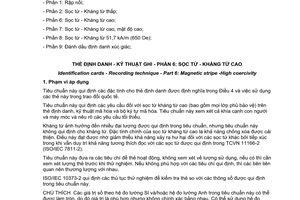 Tiêu chuẩn quốc gia TCVN 11166-6:2015 (ISO/IEC 7811-6:2014) về Thẻ định danh - Kĩ thuật ghi - Phần 1: Sọc từ - Kháng từ cao