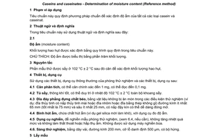 Tiêu chẩn quốc gia TCVN 11163:2015 (ISO 5550:2006) về Casein và caseinat - Xác định độ ẩm (phương pháp chuẩn)