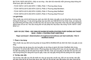 Tiêu chuẩn quốc gia TCVN 10975-3:2015 (ISO 8791-3:2005) về Giấy và các tông - Xác định độ nhám/độ nhẵn (Phương pháp không khí thoát qua) - Phần 3: Phương pháp Sheffield